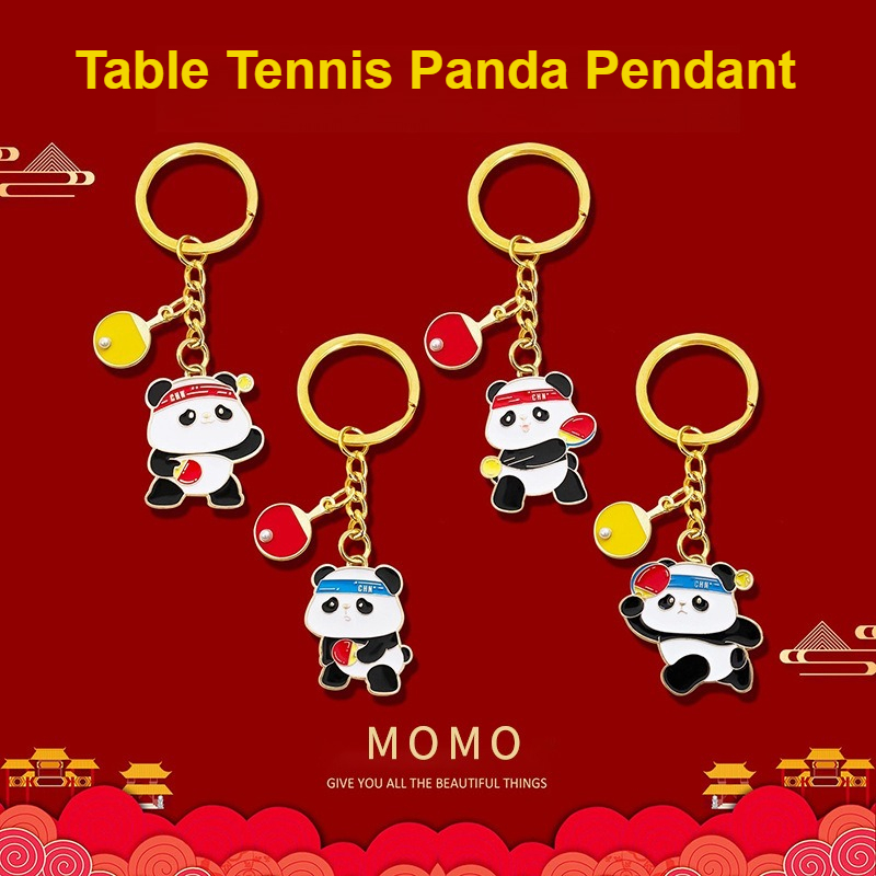 Table Tennis Keychain - Tischtennis-Schlüsselanhänger Ping-Pong-Souvenir Geschenk Niedlicher Panda Sporttaschen-Charm