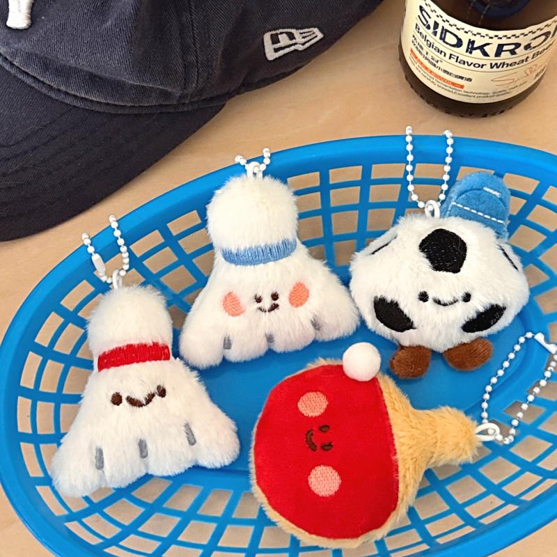 Table Tennis Keychain - Neue Niedliche Cartoon-Plüschball-Dekoration Puppenanhänger Schlüsselanhänger Kawaii
