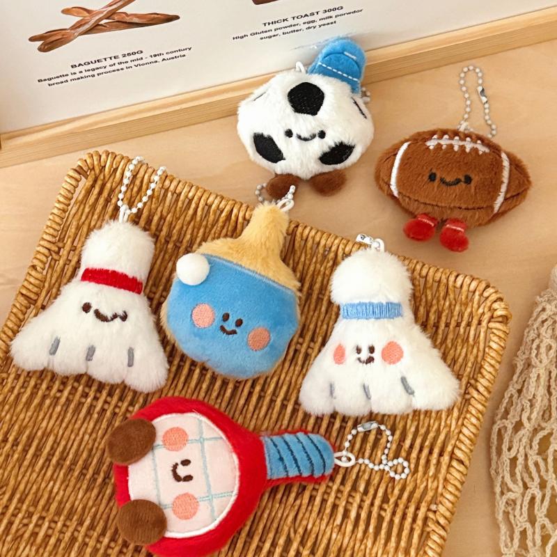 Table Tennis Keychain - Neuer Kawaii Fußball-Tischtennisschläger Plüschtier-Anhänger Geschenke Cartoon