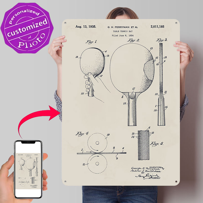 Table Tennis Custom Bat - Tischtennisschläger Patent Metallposter Perfektes Geschenk für