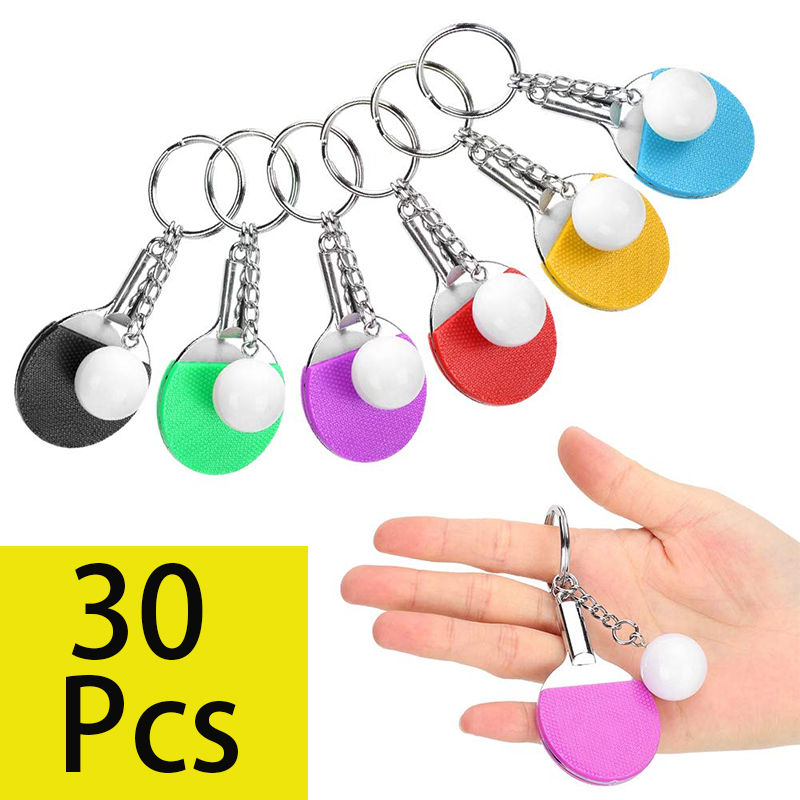 Table Tennis Keychain - 30 Stücke Mini Tischtennisschläger Schlüsselanhänger 6