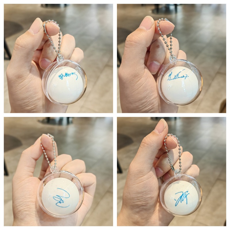 Table Tennis Keychain - Mini-Tischtennisball-Schlüsselanhänger mit Fan-Autogrammen: Zeng Dong, Ma